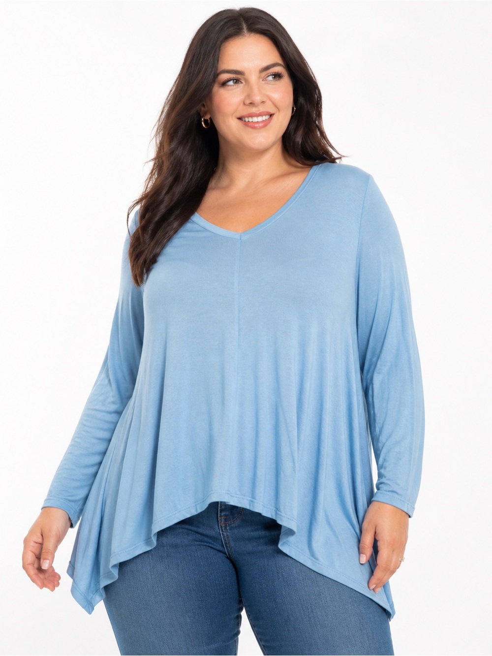 Style & Co Asymmetrical Hem Long Sleeve Top